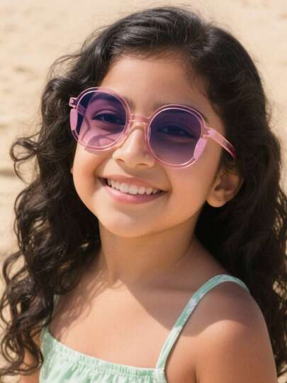 1 szt. Nastolatek 14-16 lat Casual Streetwear Style Glitter Sparkly Round Full Frame Fashion Fashion Okulary, odpowiednie na letnie zajęcia na świeżym powietrzu, wycieczki rodzinne