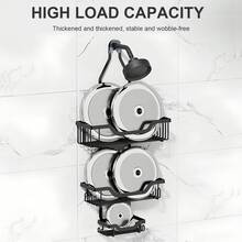 OYAJIA Shower Caddy Over Shower Head: Adjustable Hanging Bath Organizer With Soap Tray, 3-Tier Baskets & 4 Hooks For Razor, Loofah - Black Back To School - Black - View 6