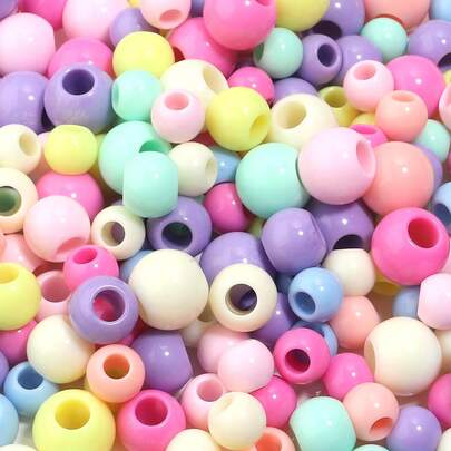 50 件/包 10/12/14 毫米亚克力大孔圆珠，随机混色，多种款式选择，时尚休闲可爱多彩手工 DIY 串珠，适用于手链、项链、珠宝制作、吊坠、钥匙扣、装饰品、批发珠子