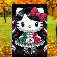 Sanrio Sanrio 2pcs Hello Kitty Halloween 2025 Pumpkin Garden Flag 40cm * 35cm Sanrio Garden Flag Courtyard Outdoor Decoration Halloween Bedroom Decoration (Random Styles Sent)