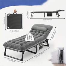 Camping Cot With Mattress, 4-Position Folding Camping Bed Hold Up 330lbs, Portable Sleeping Cot For Camp, Beach, Patio, Sun Tanning, Poolside