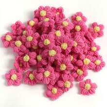 10/20/50 PZ fiori a uncinetto misti a colori, fiori in lana fatti a mano colorati come accessori da cucire, piccoli fiori gonfi per bricolage, rifiniture per specchi, fasce per capelli, cappelli e accessori per abbigliamento, accessori per feste, forniture per uncinetto