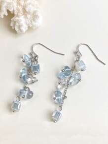 Boucles d'oreilles en bijoux de sel de mer bleu, correspondant aux bijoux pour vacances d'été, convenant pour le port quotidien et les vacances à la plage