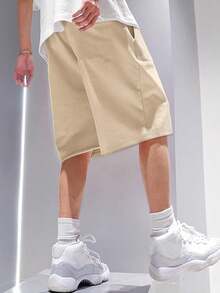 1件青少年男童宽松运动口袋休闲短裤，时尚街头风，春夏款