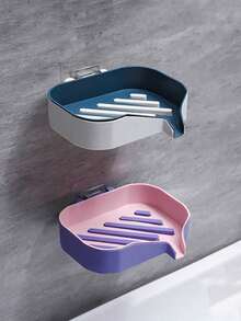 1块壁挂式香皂架。家用浴室收纳架，带沥水功能。家用香皂架，无需钻孔，带沥水架。浴室高端新款香皂架。浴室双层收纳架。返校季