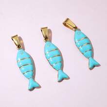 2pcs 28x7mm Stainless Steel Enamel Fish Charms Pendant With Pinch Clasp DIY Necklace Jewelry Making Accessories Findings - Fish - View 14