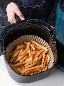 100个方形一次性空气炸锅内胆、纸质空气炸锅内胆、纸质篮碗、烤盘、烤箱配件、烘焙工具、厨房小工具、厨房配件 - 本色圓形 - 查看 4