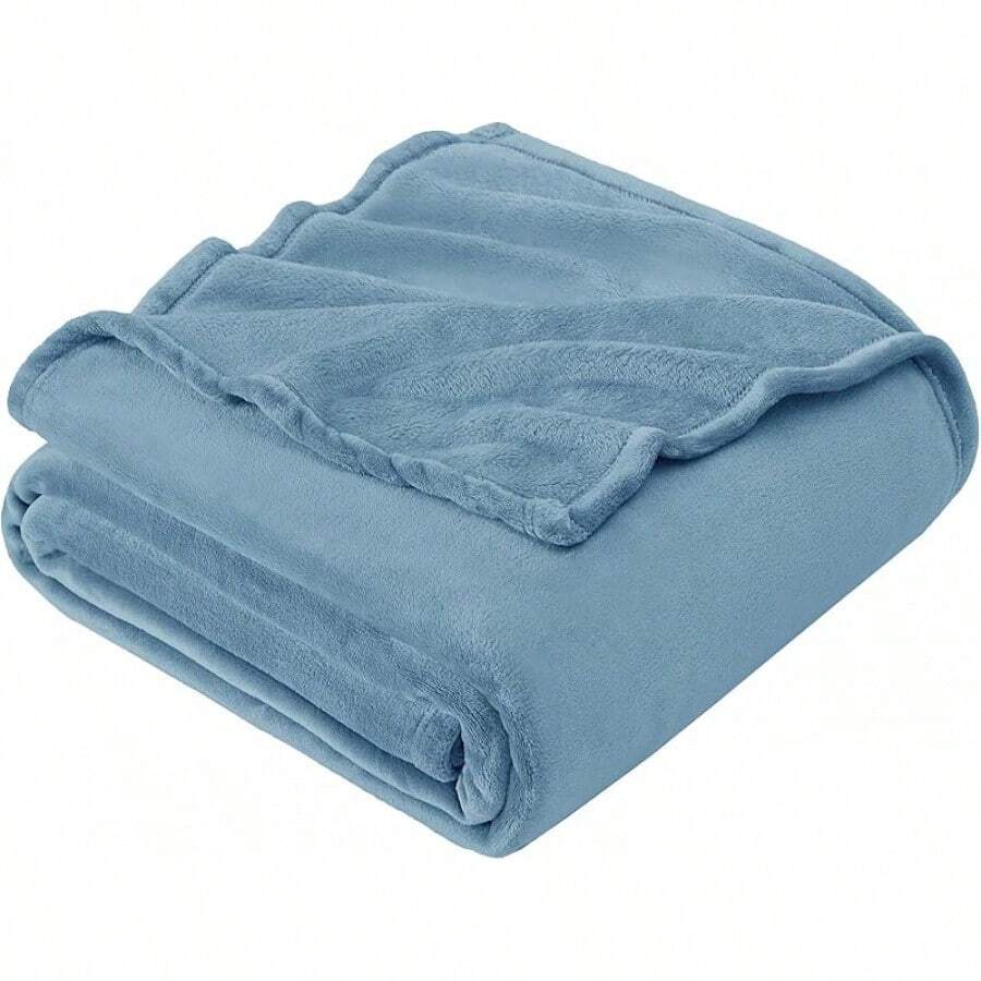 Sofa Blanket Living Room Cover SetFleece Blanket Twin Size, Soft Cozy Twin Blanket, Fuzzy Flannel Blanket Bed, Sofa, Couch, Travel, Camping, 60 X 80 Inches - Washed Blue - 查看 1