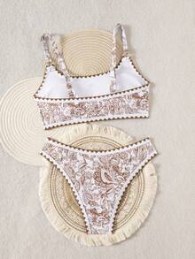 Women Sexy Bikini Swimsuit, Summer Leisure Beach Two-Piece Set