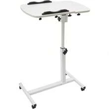 Angle & Height Adjustable Rolling Table Desk,Laptop Notebook Stand Tiltable Tabletop Desk For Home,Office,White