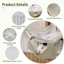ITANDME Bunk Guinea Pig Hammock, All Seasons Ferret Hammock For Cage With Large Opening, Breathable Screen & Sturdy Hooks, Hamster Hideout For Hamster Ferret Rabbit Guinea Pig Sugar Glider - Multicolor - View 7