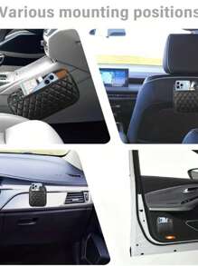 1pc Black Quilted PU Leather Car Seat Organizer For Phone, Keys, Coins & Small Items - Fit Storage Bag With Diamond Pattern, Compact Design For Most Car Interiors, Car Storage For Women Storage Organizer Travel Essentials Back To School Dormitory Storage