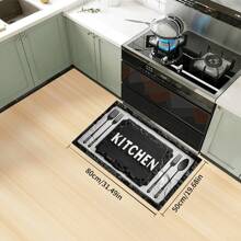 Kitchen Rug And Mat Set With My Kitchen Phrase Pattern, Non-Slip Washable, Kitchen Cushion, Smooth Soft Comfortable Easy To Clean Material, Suitable For Bedroom, Living Room, Dining Room, Kitchen, Bathroom, Entryway