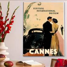 1 Piece Of Cannes Film Festival Vintage Poster Wall Art Painting Frameless Canvas Printing, Suitable For Traditional And Modern Style Home Decoration In Living Rooms, Bathrooms, Bedrooms, Kitchens, And Home Offices. Canvas Art Wall Decoration Is Perfect For Room Decoration