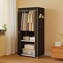 MEET Y STORE Simple Style Bedroom Organizer Dustproof Fabric Zipper Wardrobe - 黑與白 - 查看 3