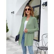 Newchoice Womens Casual Lightweight Long Sleeve Cardigan Soft Drape Open Front Fall Dusters (S-3XL) - Sage Green - View 7