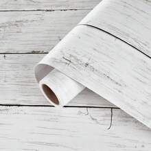 1 卷复古木纹壁纸白色木条自粘可移除乙烯基接触纸厨房橱柜后挡板台面家具翻新卧室背景墙家居装饰墙贴 DIY 易于安装撕下壁纸 45CMX500/300/100CM - 白色 - 查看 10