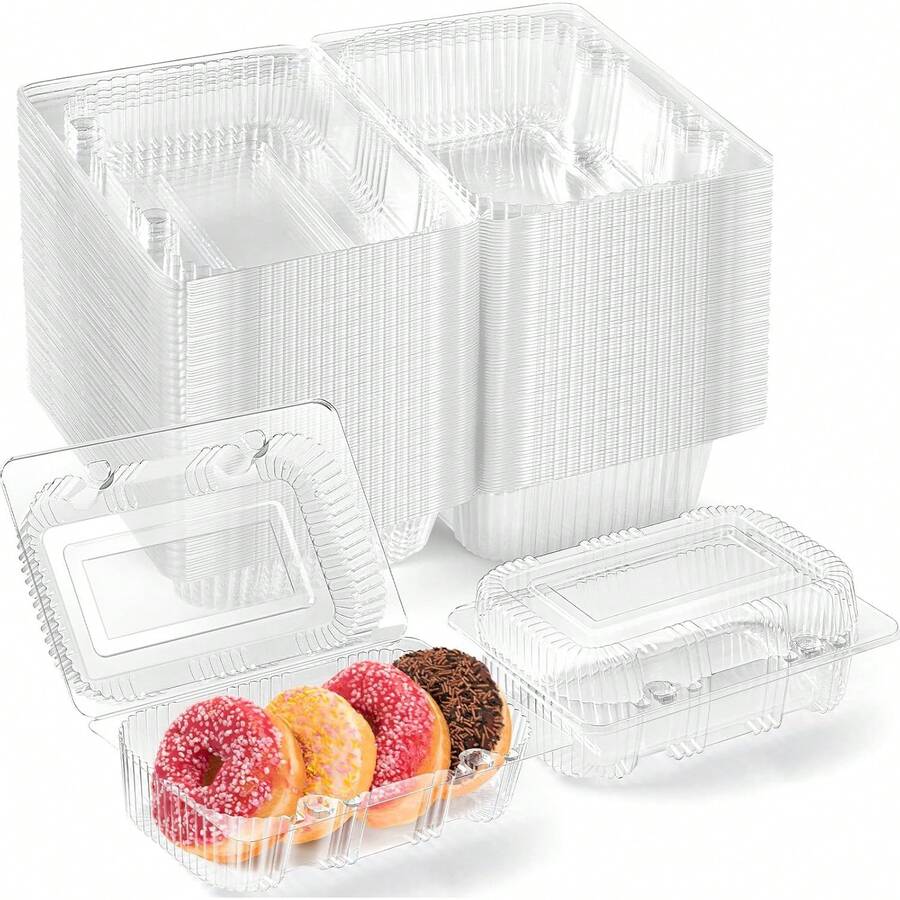 40 Pack Hinged Plastic Containers, Sturdy To Go Clamshell Food Containers With Lids, Disposable Take Out Boxes Desserts Cake Slices Sandwich Salad Cookies (.2 * 4.*3 Inches) - 1 - View 1