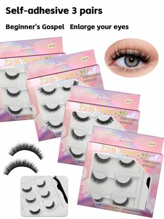 3 par kattögonfransar, C-curl ögonfransförlängningar, gör-det-själv-förlängd svans i tecknad stil, självhäftande fransset med pincett, värmekänsliga limremsor, naturlig och voluminös look för vardag, dejt, cosplay, ögonfransförlängningsverktyg, populär skönhetsprodukt för kvinnor, sparar tid för snabb sminkning