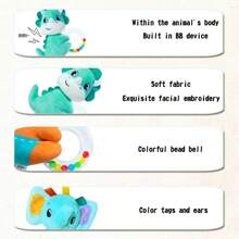 1 pieza de juguete de manivela de dibujos animados lindos para niños y niñas, juguete de campana de colores de peluche animal, adecuado para regalos de bebés recién nacidos, con selección aleatoria de colores de cuentas de campana