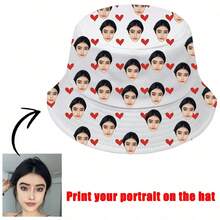 1pc Customizable Handmade Bucket Hat With Personalized Portrait/Photo Print - Multicolor - View 12