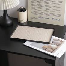 Luxury Faux Leather Storage Tray, Rectangular Design In Black, White, Brown Colors, Suitable For Bathroom Towel, Entryway Key, Fragrance, Cosmetic, Lipstick, Fragrance Storage, Living Room Desktop Storage Tray, Hotel Decor Back To School - Multicolor - View 12