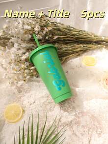 1/5 件，个性化派对冷饮杯，自定义名称和标题，加厚材质，24 盎司大容量，可重复使用，带吸管，适用于婚礼、单身派对、生日派对、户外运动沙滩水瓶以及父亲节礼物、毕业杯、伴娘礼物 - 五彩杯 - 查看 21