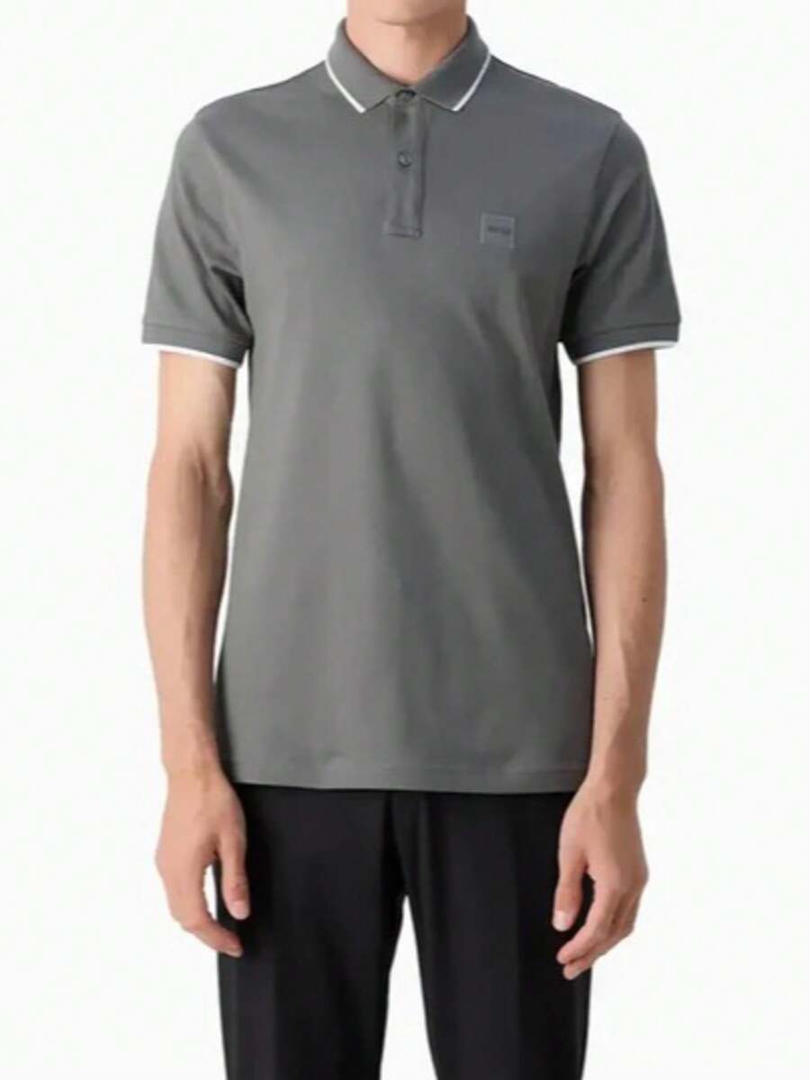 Hugo Boss 男士夏季短袖休闲Polo T恤 - 029 深灰色 - 查看 1