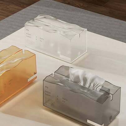 1个现代欧式加厚纸巾盒，时尚长方形餐巾纸架，适用于客厅、卧室、浴室、厨房的收纳整理，塑料材质，家居装饰容器，可放置面巾纸，优雅的台面装饰架，非常适合家庭、办公室、工作区、宿舍、公寓使用，经久耐用，功能实用，是日常家居必备用品，多功能橱柜抽屉收纳方案