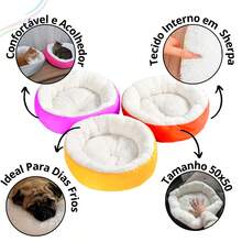 Round Pet Bed For Dogs And Cats Comfortable Sherpa Winter Sheepskin Warm Pet Bed - 淺粉色 - 查看 3