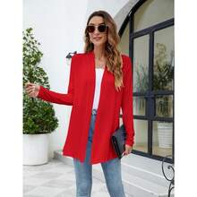 Newchoice Womens Casual Lightweight Long Sleeve Cardigan Soft Drape Open Front Fall Dusters (S-3XL) - Red - View 6
