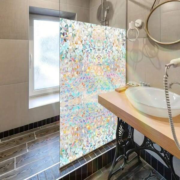Rainbow Holographic Window Film: PVC Prismatic Glass Surface Sticker - Reusable, No Adhesive, Rectangular Design. Suitable For Room Decor, Living Room Decor, Bedroom Decor, Bathroom Decor, Static Adsorption, No Trace, Easy To Clean, Waterproof And Moisture-Proof. Suitable For Office Accessories, Kitchen Decor, Outdoor Decor, Wall Decor, Window Decor, Window Film, Window Privacy Film, Blackout Curtains, Bathroom Accessories, Office Decor, Halloween And Christmas Decorations.
