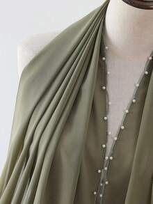 1pc-Pearls Beading Chiffon Hijab Scarf Woman Muslim Hijab Sweet Girl Hair/Headband Long Wraps Islam Turban Malaysian Headscarf - Multicolor - View 19