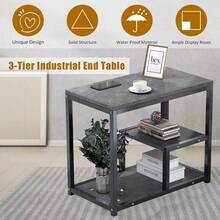 Mesa Auxiliar Industrial de 3 Niveles,Mesa de Centro, Librero o Armario de Organizar Mesa de Café y Libros.Adecuado para salón, Oficina y hogar(60CMx30CMx68) (Gris) - Gris - Ver 3