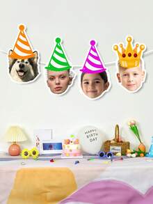 Banner personalizado com foto de cabeça de animal de estimação, banner personalizado com letra e rosto de animal de estimação, banner personalizado com rosto, banner com foto, banner com chapéu de aniversário de gato e cachorro, decoração, banner personalizado com foto de rosto, banner personalizado com foto de gato, férias de verão - Multicolorido - Ver 10