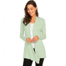 Newchoice Womens Casual Lightweight Long Sleeve Cardigan Soft Drape Open Front Fall Dusters (S-3XL) - Faded Sage - 查看 2