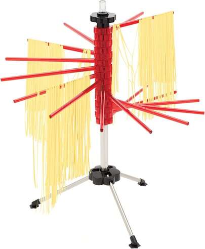 Essiccatore per pasta pieghevole, 47,7 cm, rosso, plastica con bracci girevoli