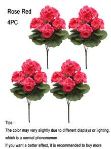 4/2pcs Artificial Shrubs Geraniums Realistic UV Protected Red Pink Begonia Flowers With Green Foliage For Indoor & Outdoor Decor, Perfect For Garden, Porch, Patio, Window Box, And Hanging Planter, Garden Decor , Christmas, Halloween, Thanksgiving, Valentine's,Maintenancefree Plants, Artificial Outdoor Flowers Shrubs
