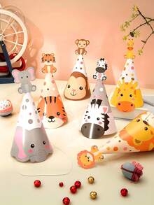 12 Forest Animals, Jungle Party Decorations, Birthday Hats, Tigers, Elephants, Lions, Giraffes, Monkeys, Zebras, Photo Props, Headwear, Birthday Parties, Daily Parties