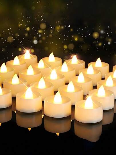 24pcs/12pcs/2pcs LED Candle Lights, Simulated Candles, Battery Powered, Bright LED Tea Lights, Suitable For Parties, Weddings, Birthdays, Holiday Decorations, Confession, Proposal Atmosphere Candle Lights, Home Decoration (Batteries Included) Halloween, Christmas, Thanksgiving, Various Festivals, Garden Decorations, Courtyard Decorations