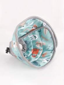 1pc Adjustable Cartoon Cat Elizabethan Collar, Cat Post-Surgery Recovery Neck Cone, Pet Licking Prevention Protective Gear - Mint Green - View 2