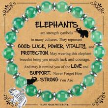 1PC Elephant Gift For Women Friend, Elephant Pendant Bracelet With Blessing Card Gifts For Daughter Son Niece Nephew Friend And Mom Dad, Exquisite Bohemian Style Bracelet Gifts For Elephant Lovers