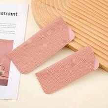 2pcs PU Leather Textured Portable Dustproof High-End Sunglasses/Reading Glasses Protective Case With Zipper Pocket