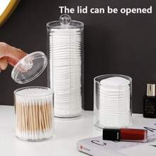 1 Transparent Cleaning Swab Storage Jar With A Lid, Cleaning Swab Box Makeup Pad Dispenser, Cleaning Swab Storage Jar, Cleaning Swab, Dental Floss Pick, Bathroom Tiling Accessories Storage Container Back To School