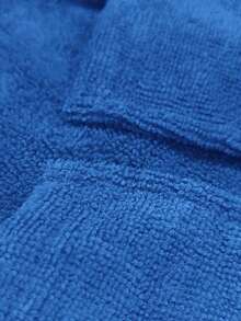 1pc Thick, Ultra-Fine Fiber, Warm, Absorbent & Soft Solid Color Embroidered Hooded Robe, Suitable For Home, Swimming, Fitness, Travel, Beaches, Surfing Back To School - Blue - View 4