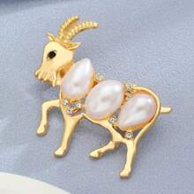 1 buc Vintage Faux Pearl Drăguț Miel Animal Broșă High-End Doamnelor Șal Guler Pin Rucsac pentru Școală