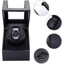 Automatic Watch Winder, Display Box, Storage Organizer, Stylish Design, Ultra-Quiet, USB Plug-In, Easy To Use, Suitable For Bedroom, Living Room, Ship, Showroom, Office Back To School Dormitory Storage - Black - View 4