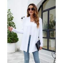 Newchoice Womens Casual Lightweight Long Sleeve Cardigan Soft Drape Open Front Fall Dusters (S-3XL) - White - View 2