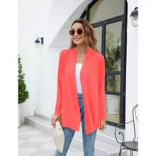 Newchoice Womens Casual Lightweight Long Sleeve Cardigan Soft Drape Open Front Fall Dusters (S-3XL) - Coral Pink - View 5