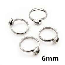 4pcs 6/8/10/12mm No Fade Reinforce Stainless Steel Adjustable Ring Settings Blank Base,Fit 6-12mm Cabochons DIY Ring Bezels